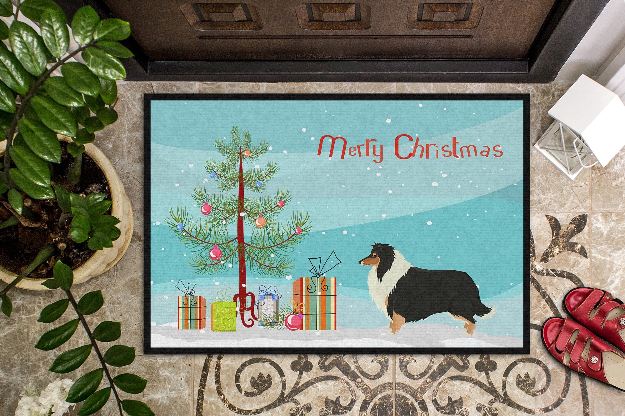 Collie Christmas Tree Indoor or Outdoor Mat 24x36 CK3532JMAT by Caroline's Treasures