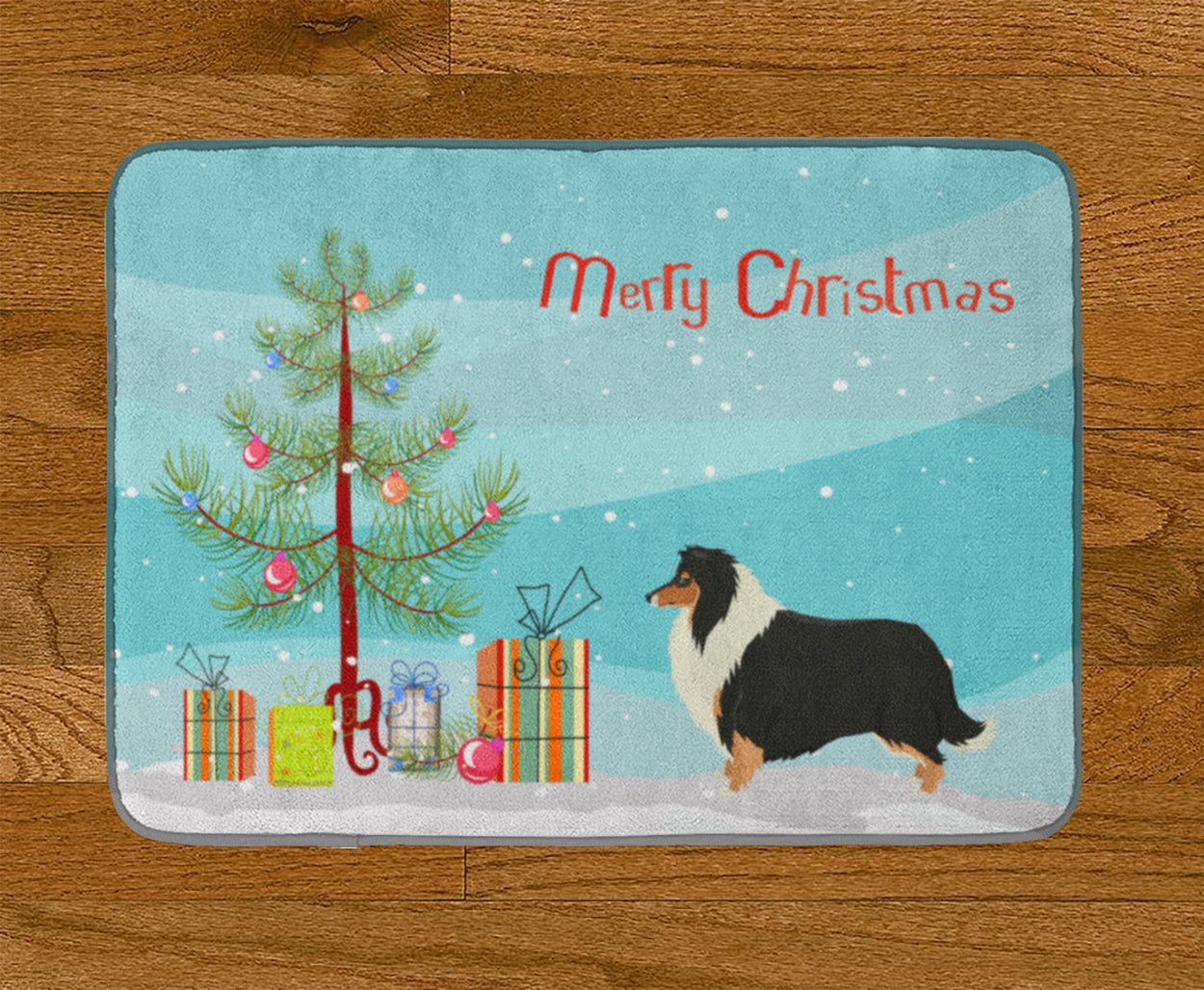 Collie Christmas Tree Machine Washable Memory Foam Mat CK3532RUG - the-store.com