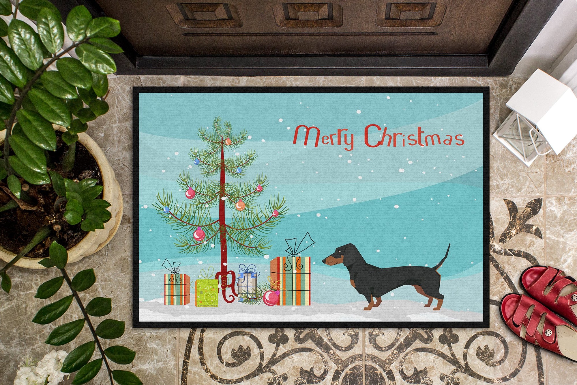 Dachshund Christmas Tree Indoor or Outdoor Mat 24x36 CK3533JMAT by Caroline's Treasures