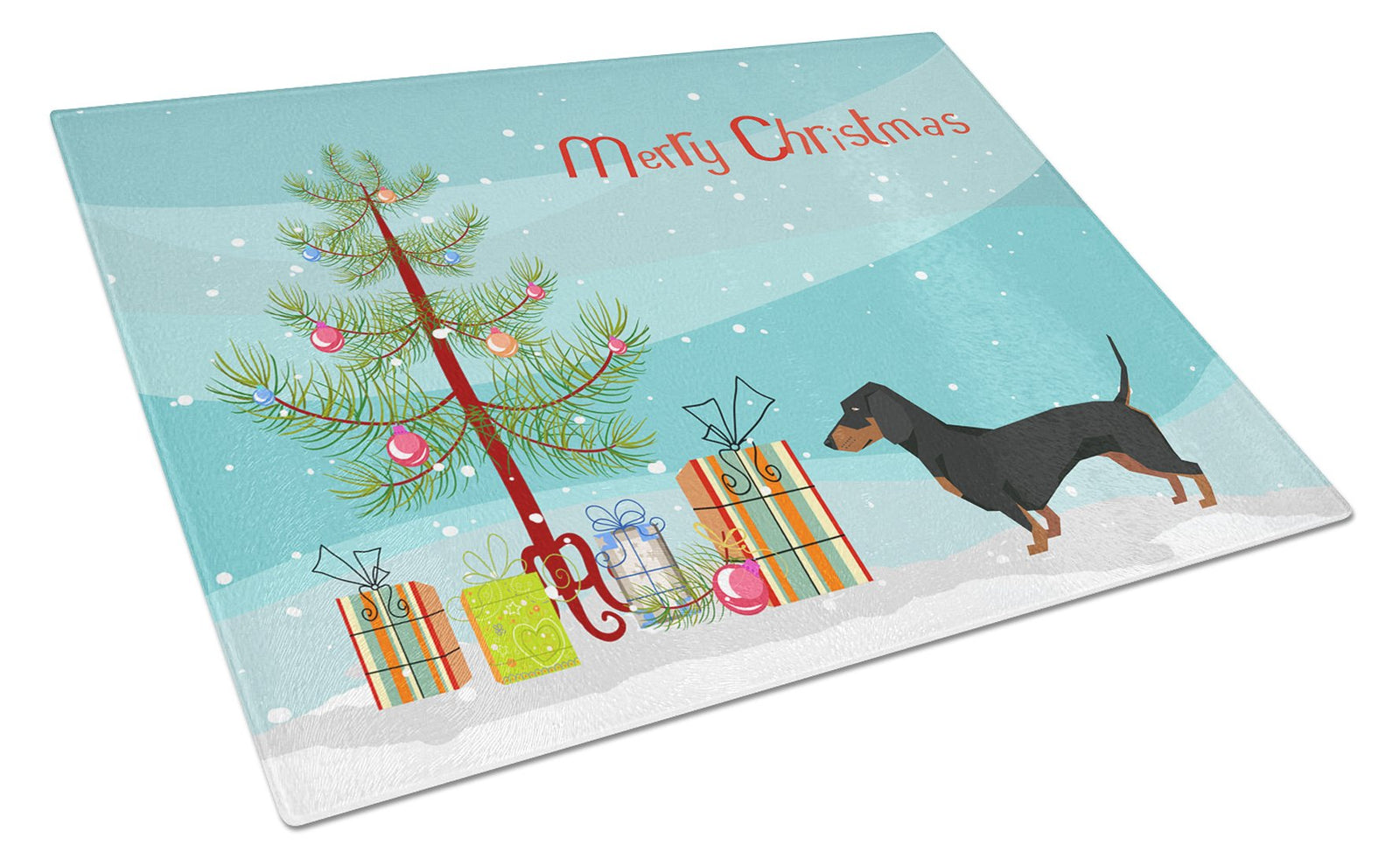 Dachshund Christmas Tree Glass Cutting Board Large CK3533LCB by Caroline's Treasures