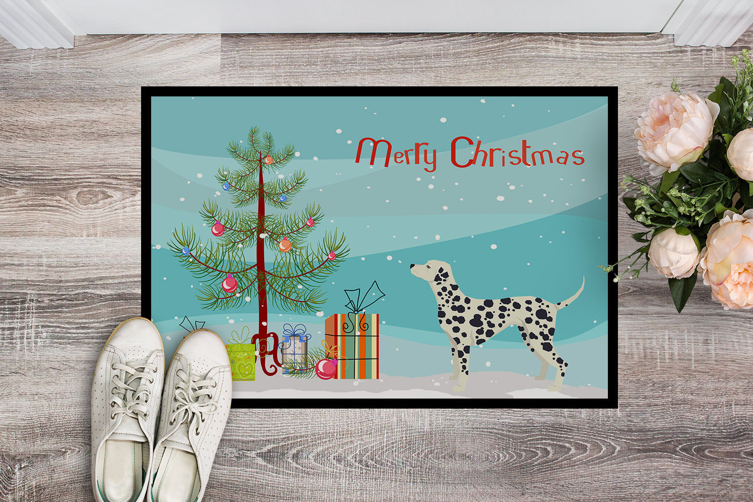 Dalmatian Christmas Tree Indoor or Outdoor Mat 18x27 CK3534MAT - the-store.com