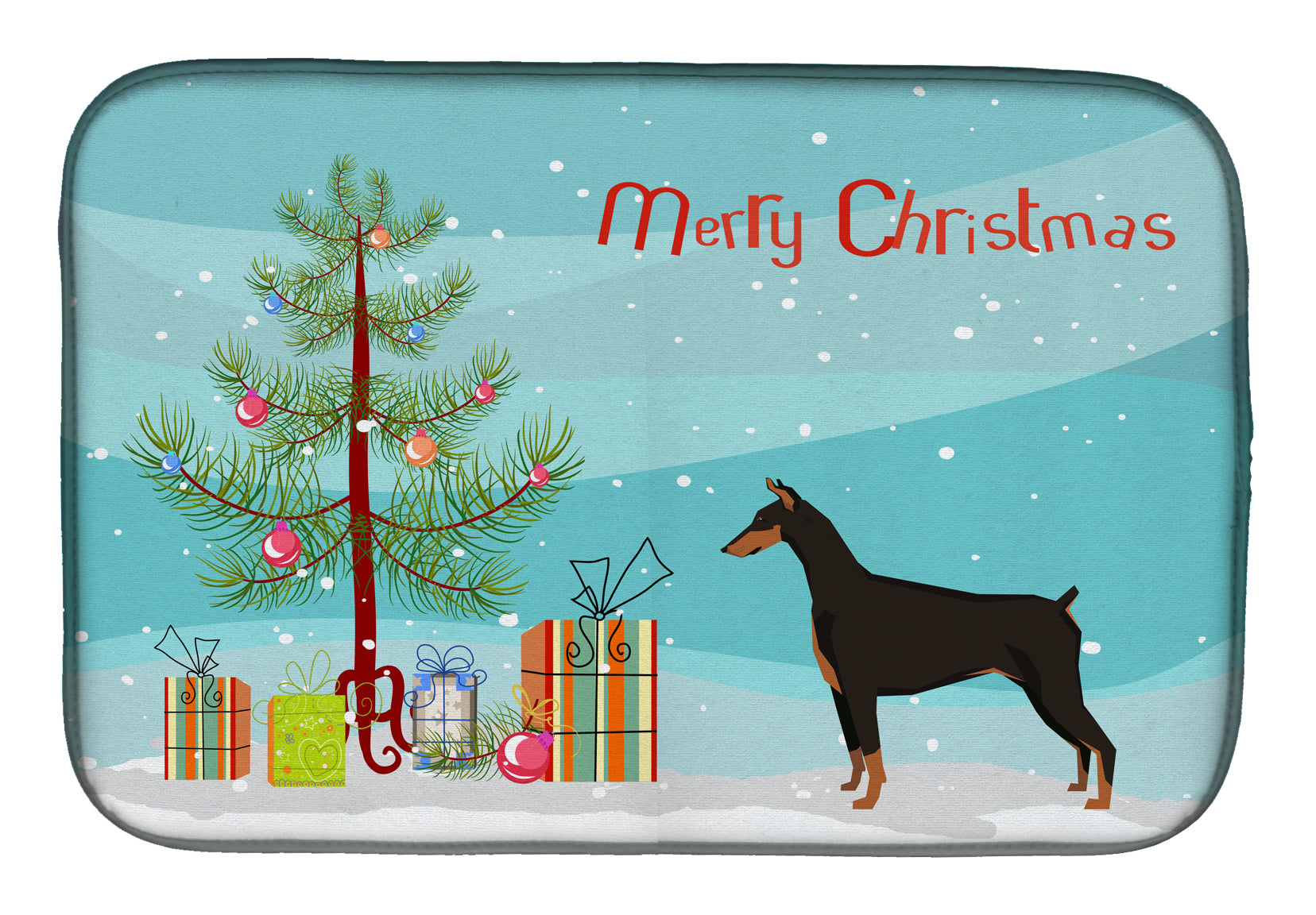 Doberman Pinscher Christmas Tree Dish Drying Mat CK3535DDM  the-store.com.