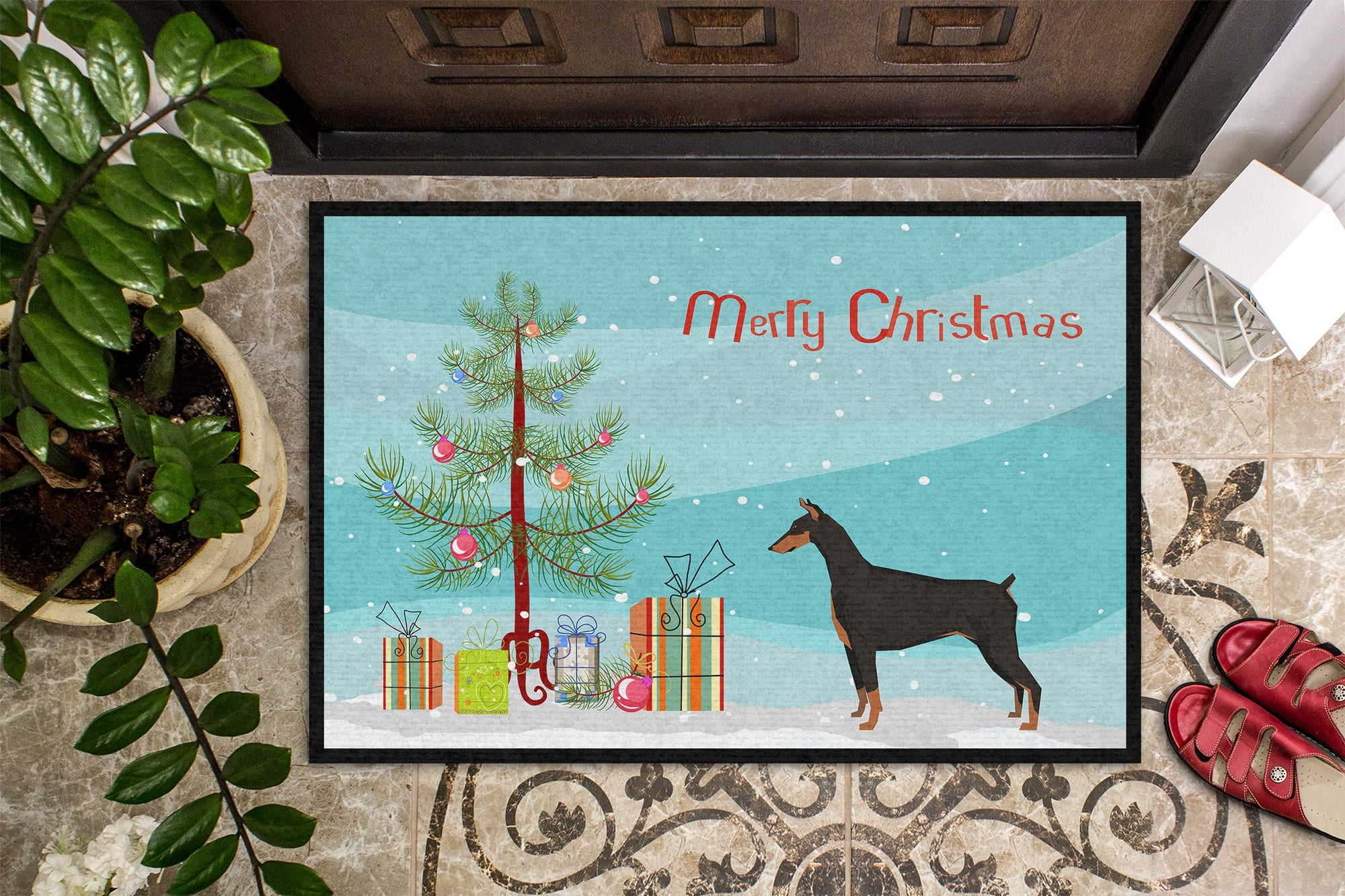 Doberman Pinscher Christmas Tree Indoor or Outdoor Mat 24x36 CK3535JMAT by Caroline's Treasures