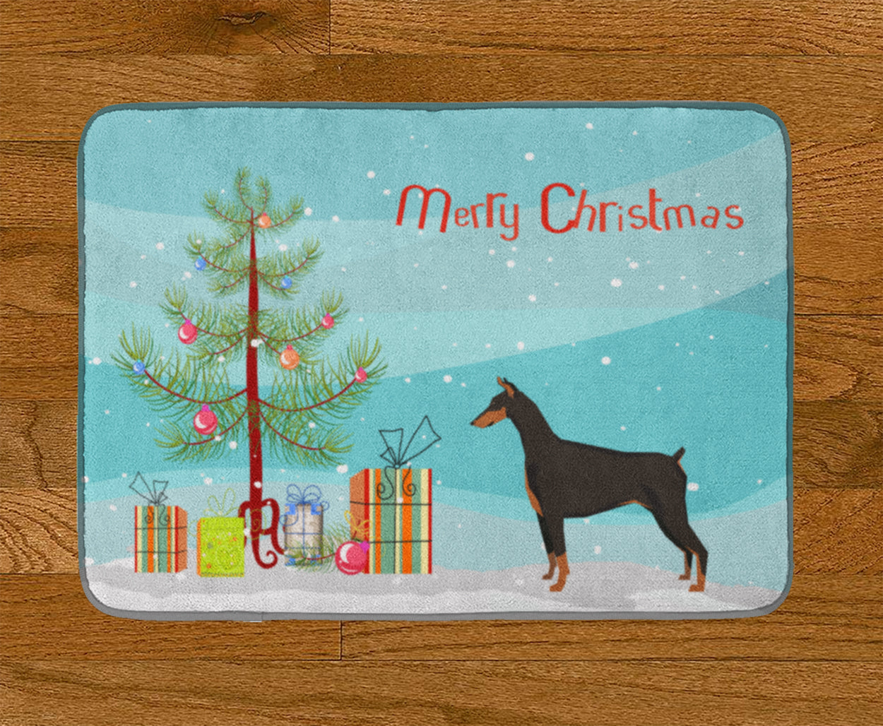 Doberman Pinscher Christmas Tree Machine Washable Memory Foam Mat CK3535RUG - the-store.com