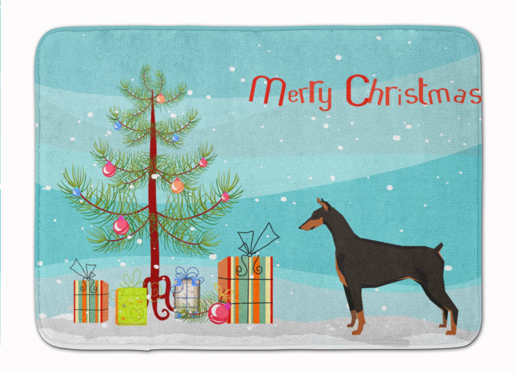 Doberman Pinscher Christmas Tree Machine Washable Memory Foam Mat CK3535RUG - the-store.com