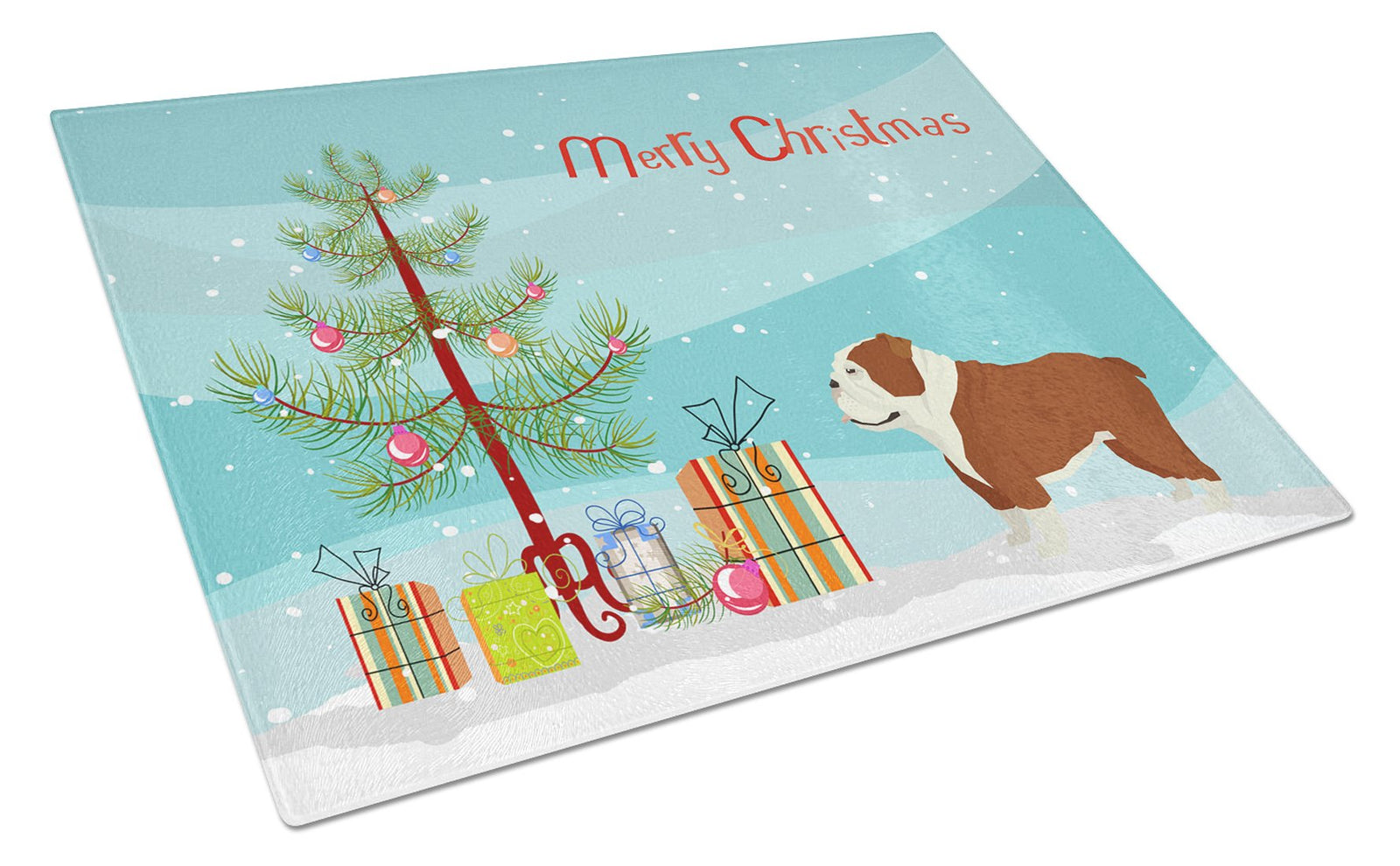 English Bulldog Christmas Tree Glass Cutting Board Large CK3536LCB by Caroline's Treasures