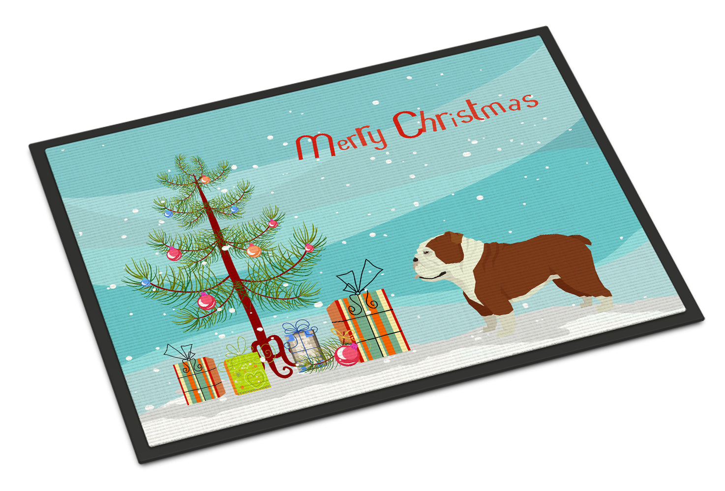 English Bulldog Christmas Tree Indoor or Outdoor Mat 18x27 CK3536MAT - the-store.com