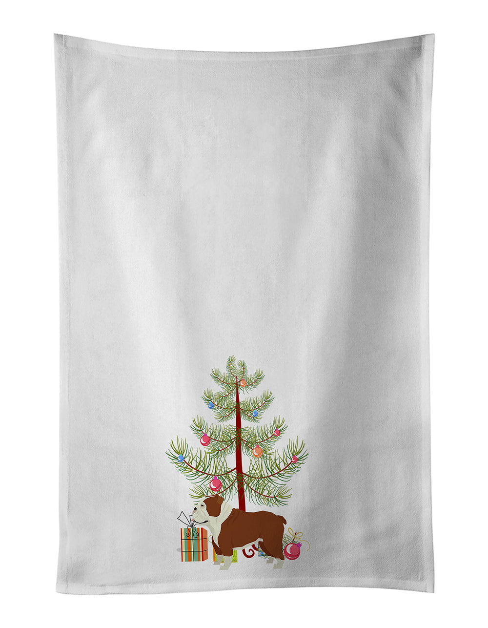 Buy this English Bulldog Christmas Tree White Kitchen Towel Set of 2