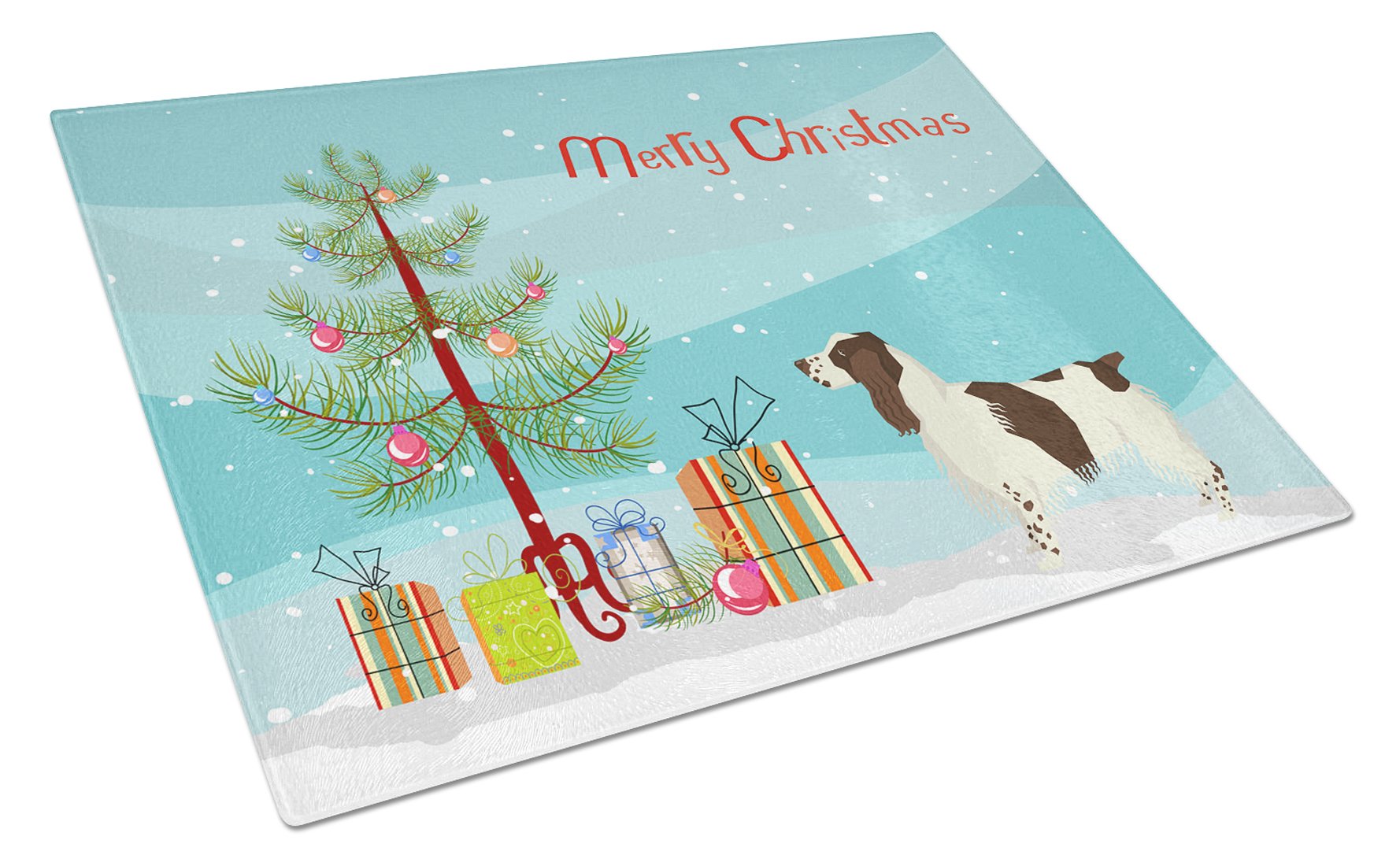 English Springer Spaniel Christmas Tree Glass Cutting Board Large CK3537LCB by Caroline's Treasures