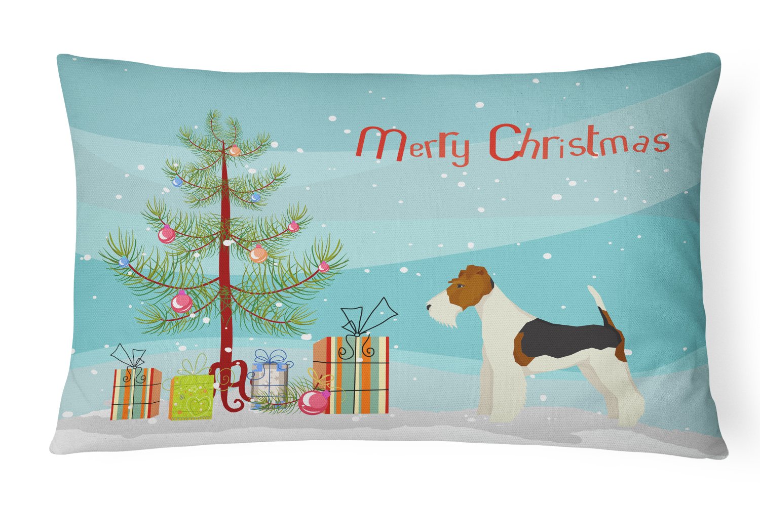 Fox Terrier Christmas Tree Canvas Fabric Decorative Pillow CK3538PW1216 by Caroline's Treasures