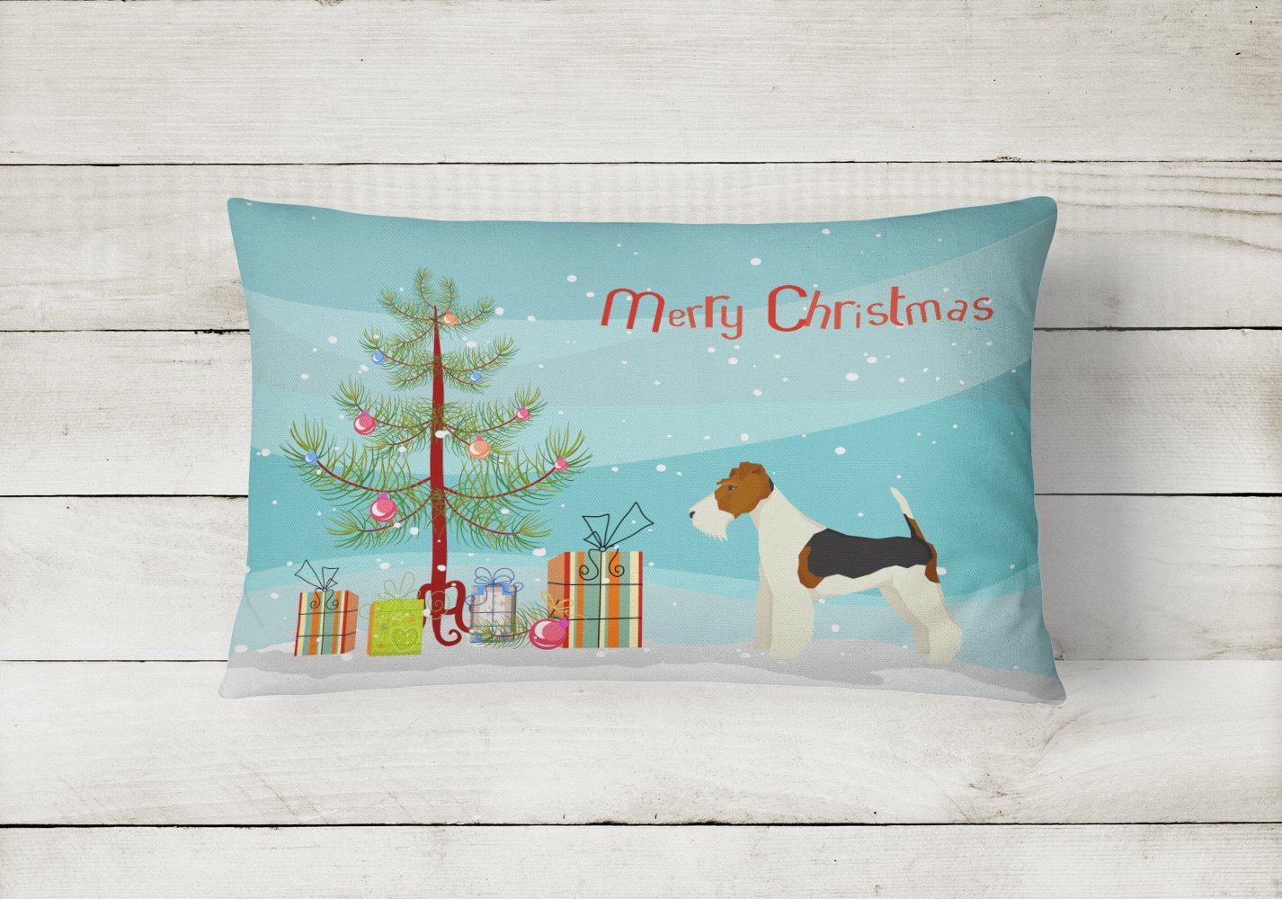 Fox Terrier Christmas Tree Canvas Fabric Decorative Pillow CK3538PW1216 by Caroline's Treasures