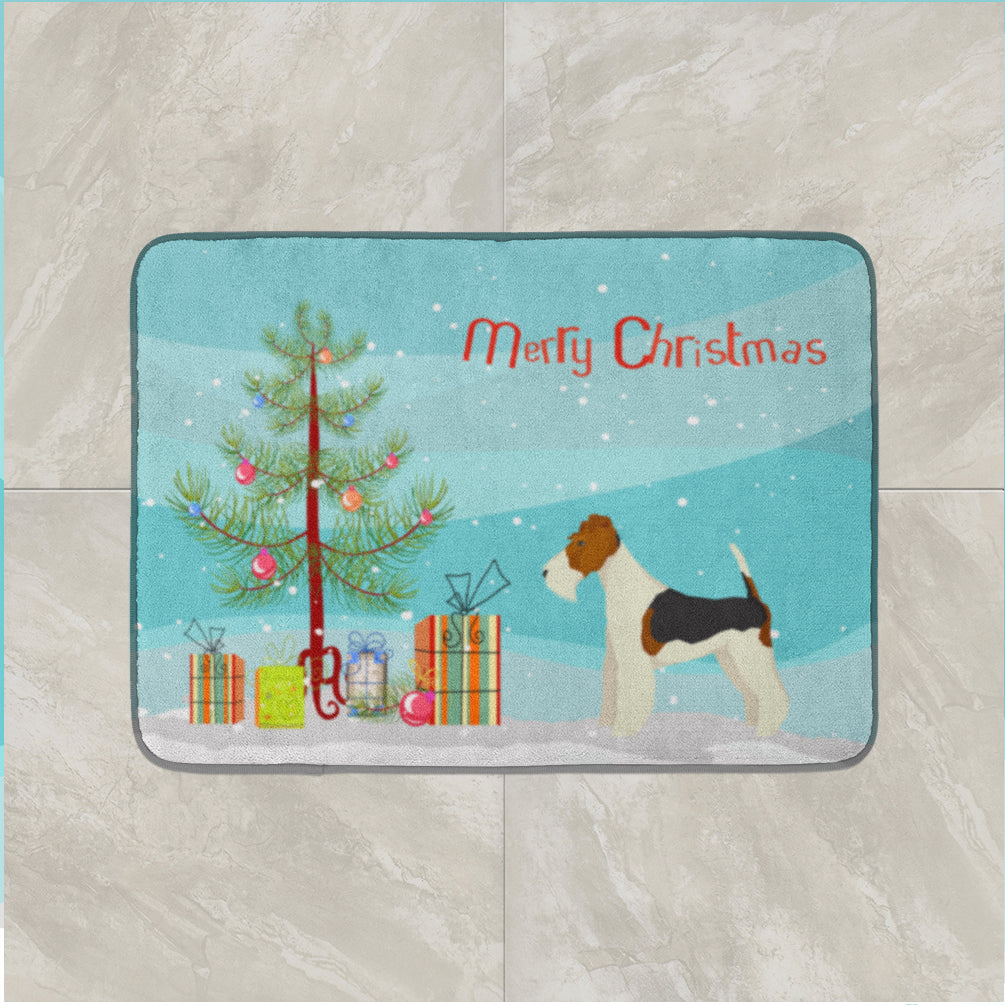 Fox Terrier Christmas Tree Machine Washable Memory Foam Mat CK3538RUG - the-store.com