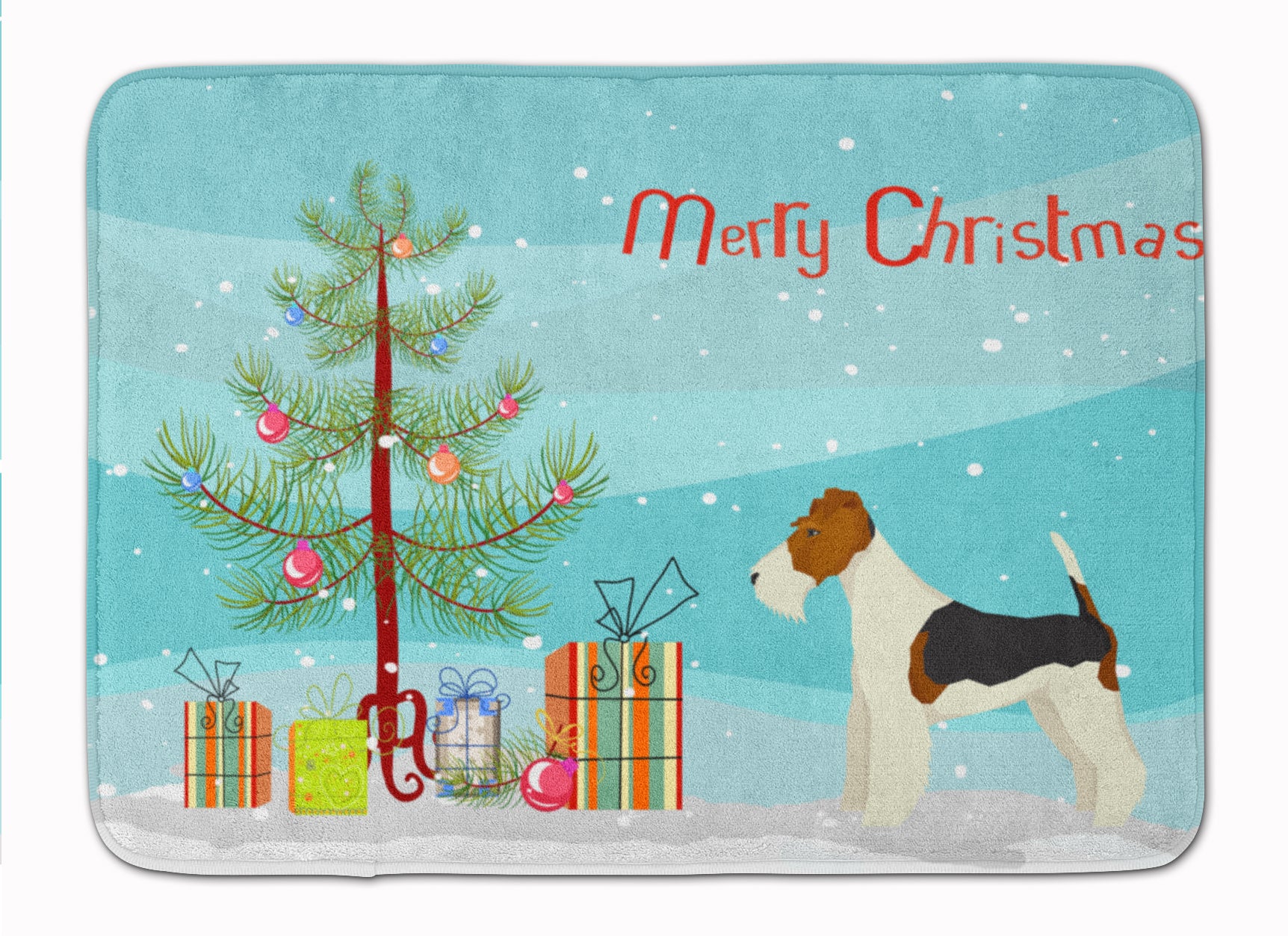 Fox Terrier Christmas Tree Machine Washable Memory Foam Mat CK3538RUG - the-store.com