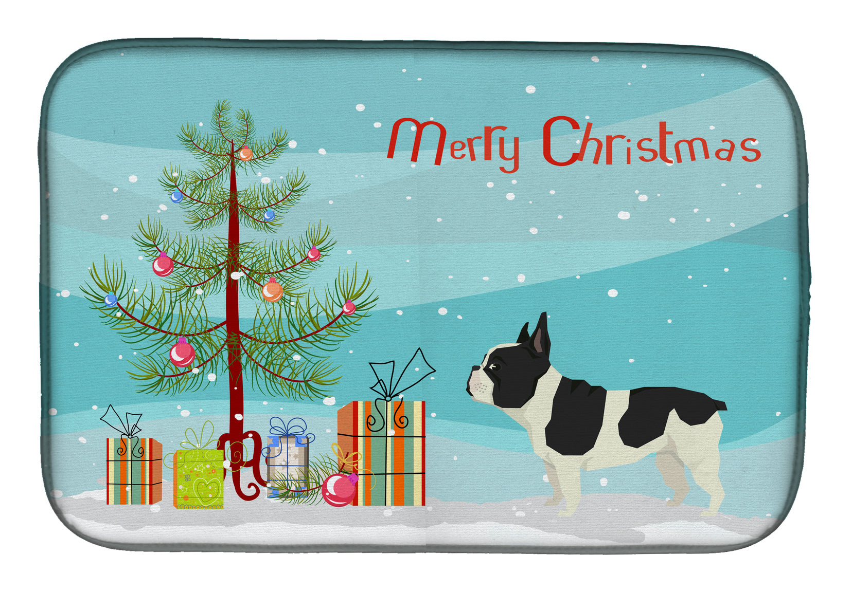 French Bulldog Christmas Tree Dish Drying Mat CK3539DDM  the-store.com.