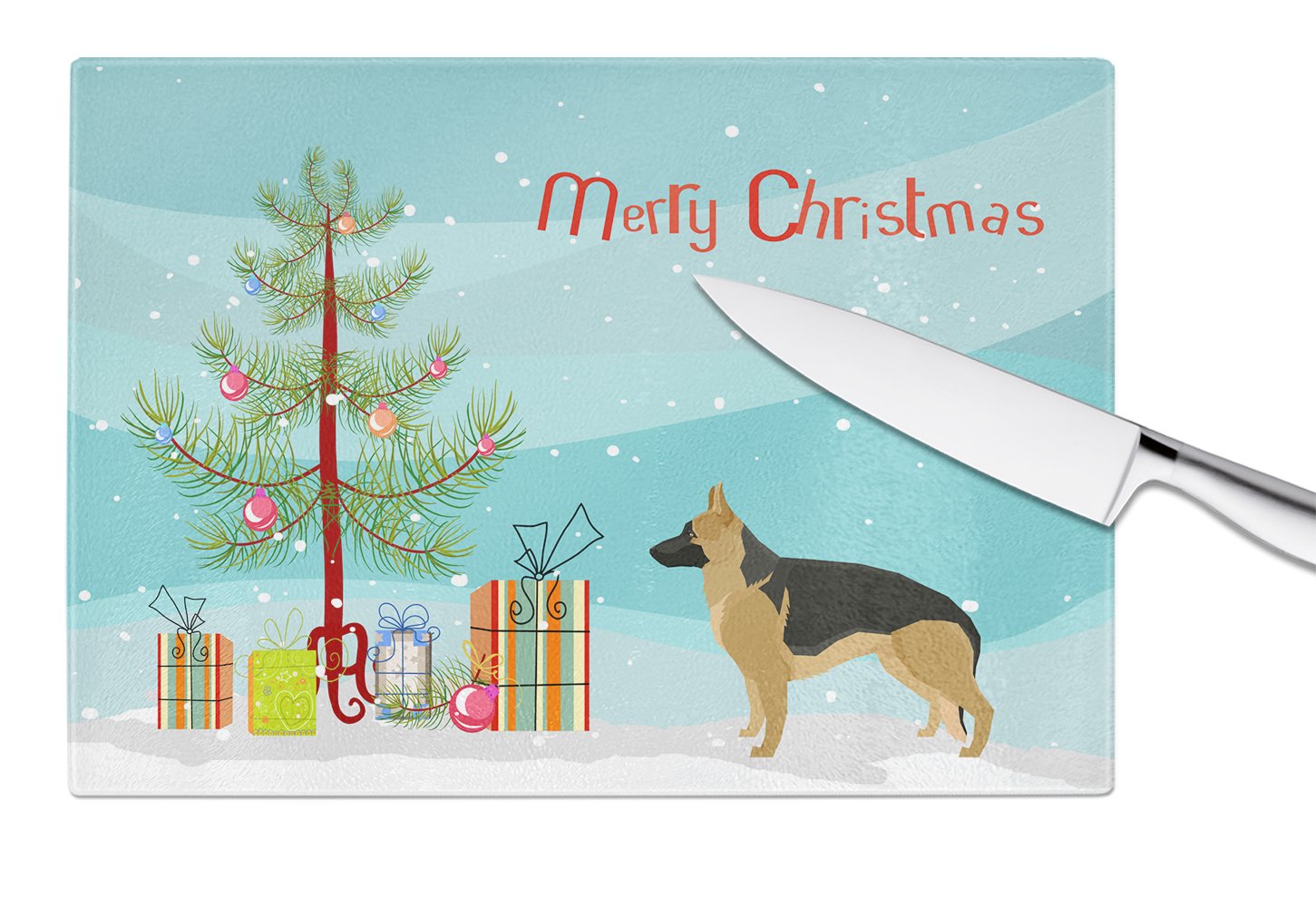 German Shepherd Christmas Tree Glass Cutting Board Large CK3540LCB by Caroline's Treasures