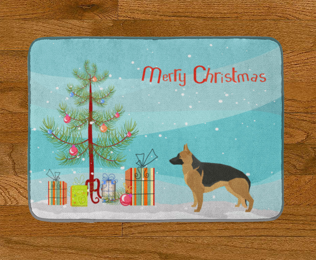 German Shepherd Christmas Tree Machine Washable Memory Foam Mat CK3540RUG - the-store.com