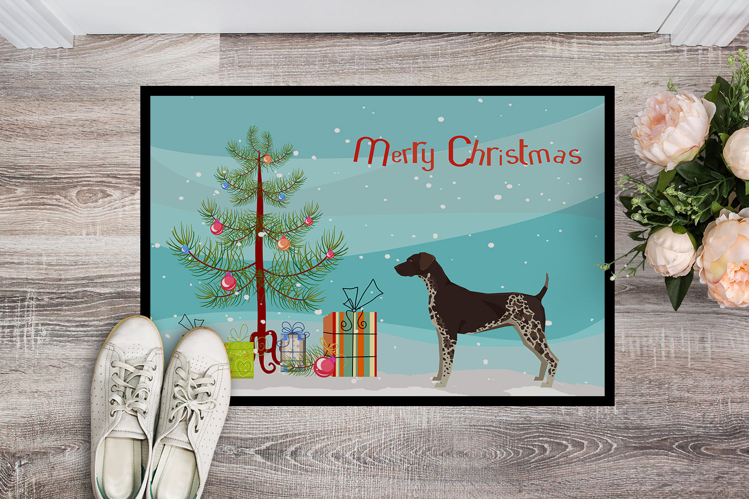 German Shorthaired Pointer Christmas Tree Indoor or Outdoor Mat 18x27 CK3541MAT - the-store.com