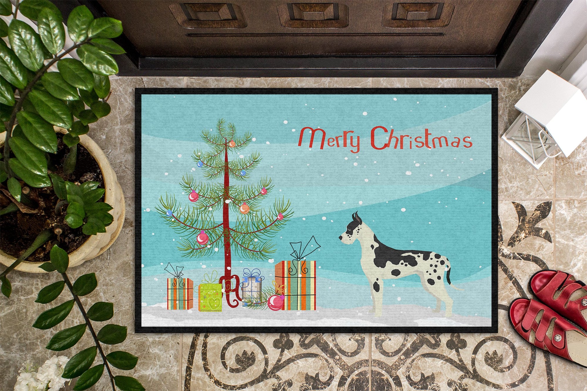 Great Dane Christmas Tree Indoor or Outdoor Mat 24x36 CK3542JMAT by Caroline's Treasures