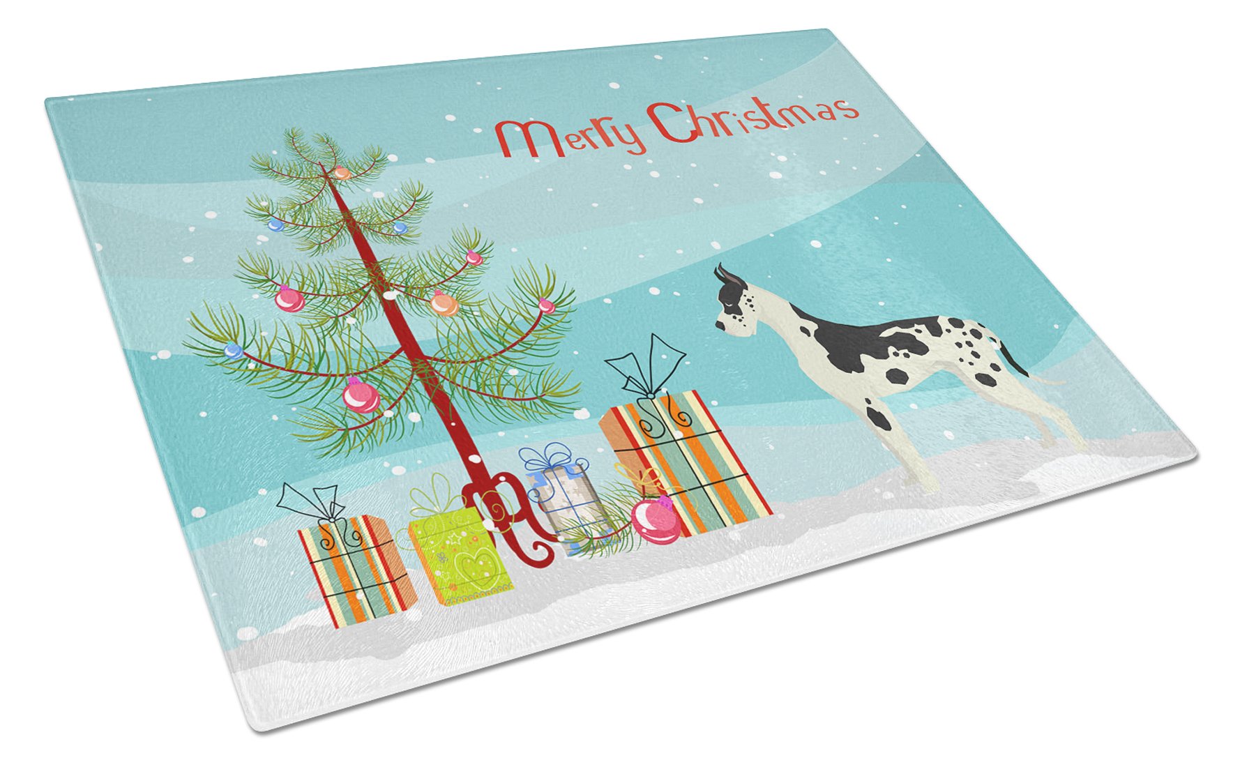 Great Dane Christmas Tree Glass Cutting Board Large CK3542LCB by Caroline's Treasures