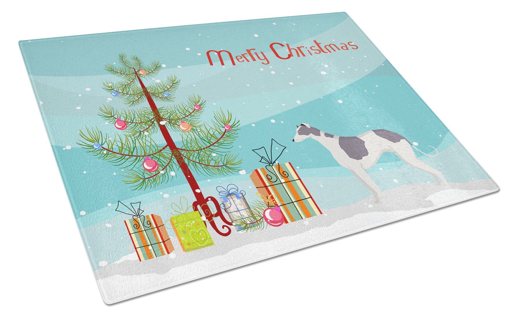 Greyhound Christmas Tree Glass Cutting Board Large CK3543LCB by Caroline's Treasures