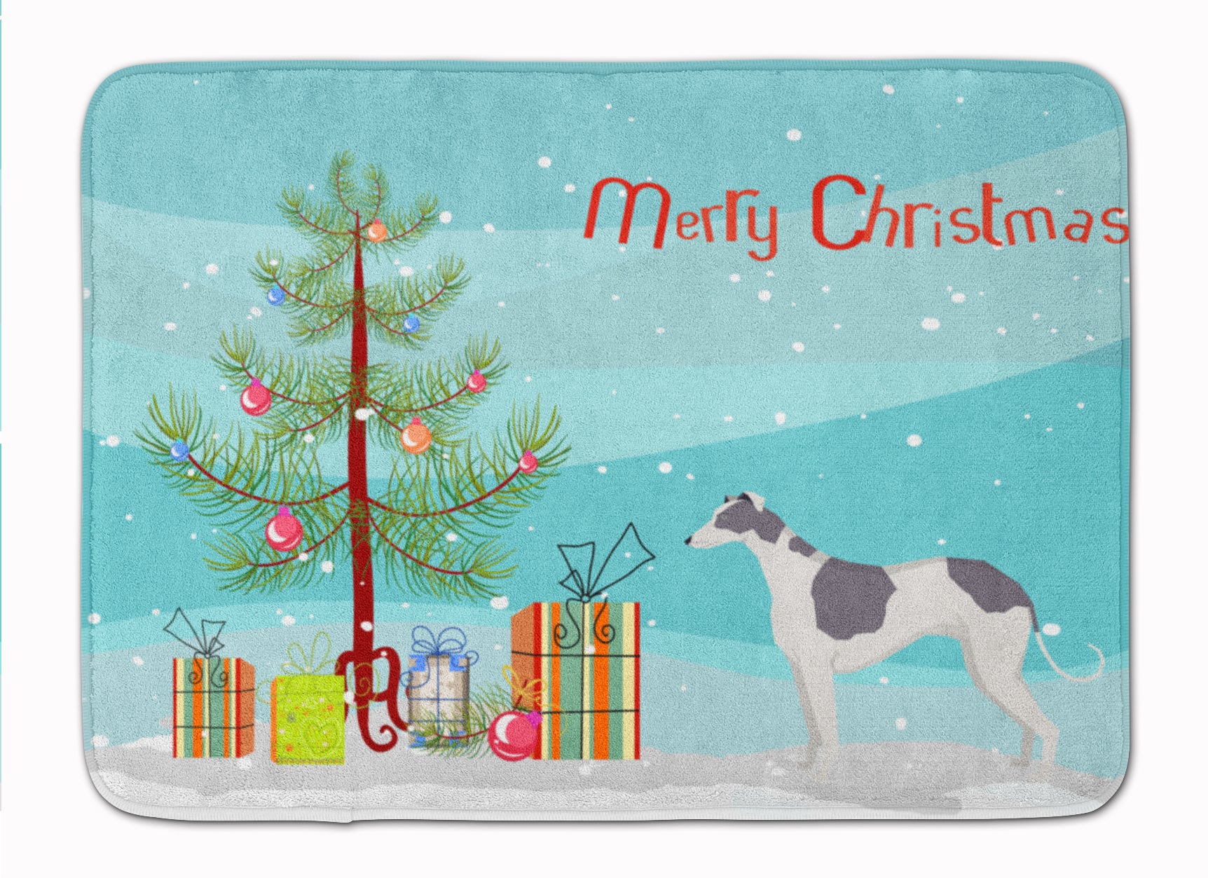 Greyhound Christmas Tree Machine Washable Memory Foam Mat CK3543RUG - the-store.com