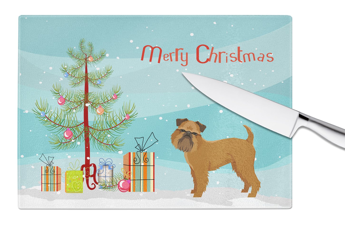 Brussels Griffon Christmas Tree Glass Cutting Board Large CK3544LCB by Caroline's Treasures