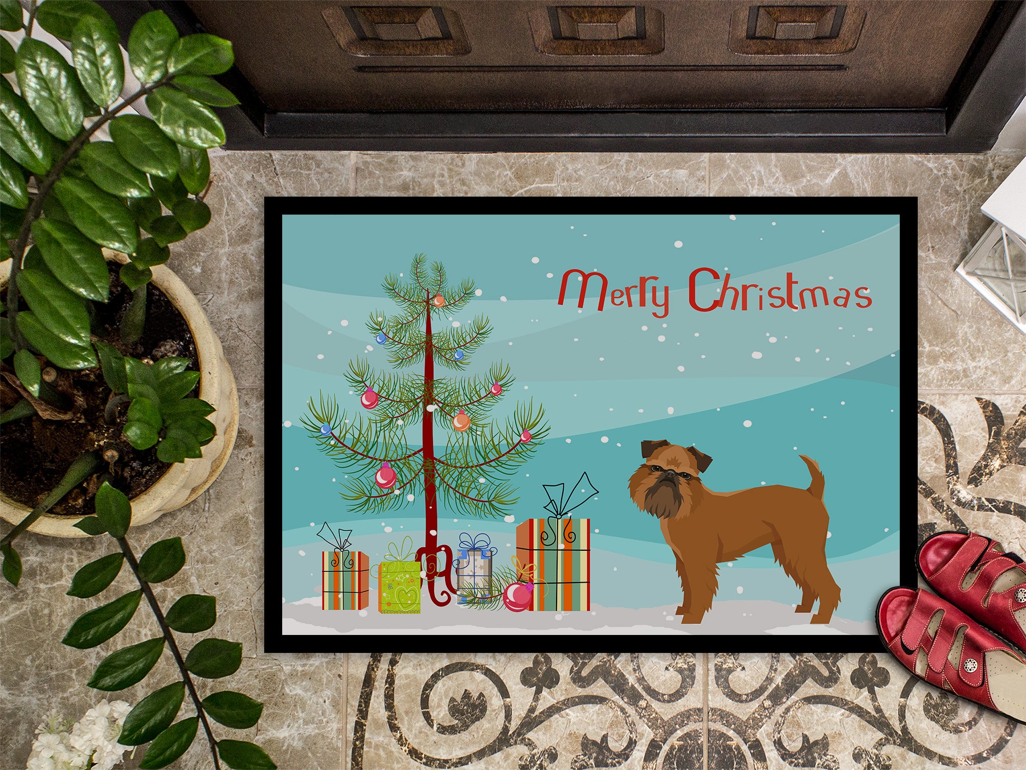 Brussels Griffon Christmas Tree Indoor or Outdoor Mat 18x27 CK3544MAT - the-store.com