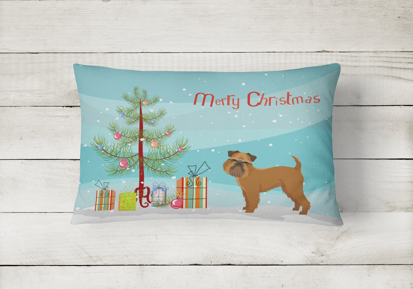 Brussels Griffon Christmas Tree Canvas Fabric Decorative Pillow CK3544PW1216 by Caroline's Treasures