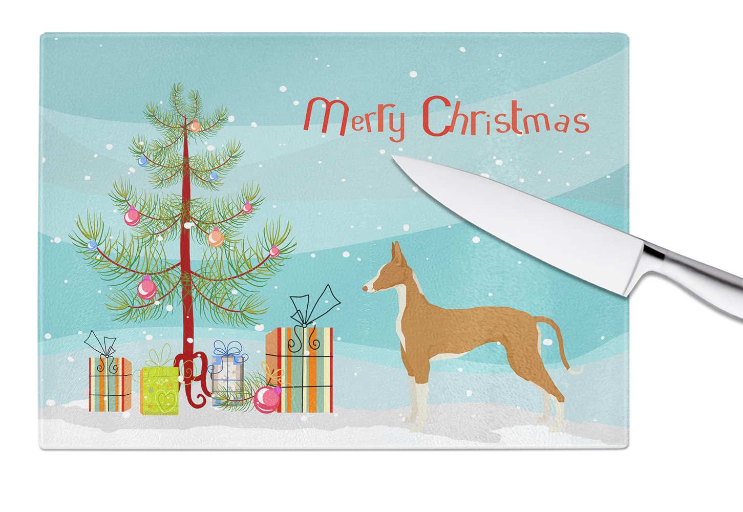 Ibizan Hound Christmas Tree Glass Cutting Board Large CK3545LCB by Caroline's Treasures