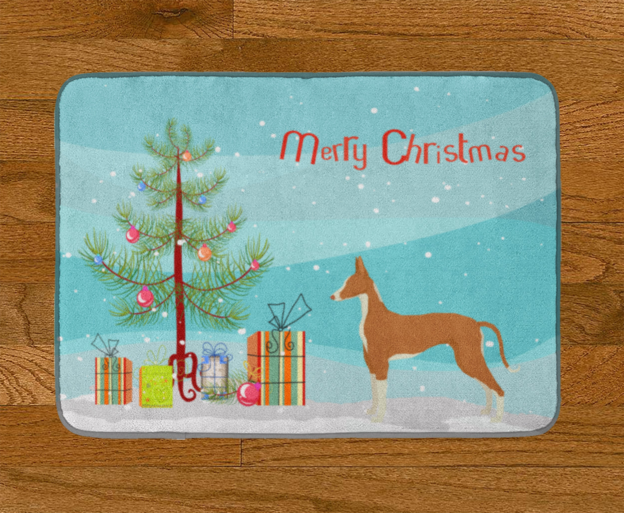 Ibizan Hound Christmas Tree Machine Washable Memory Foam Mat CK3545RUG - the-store.com