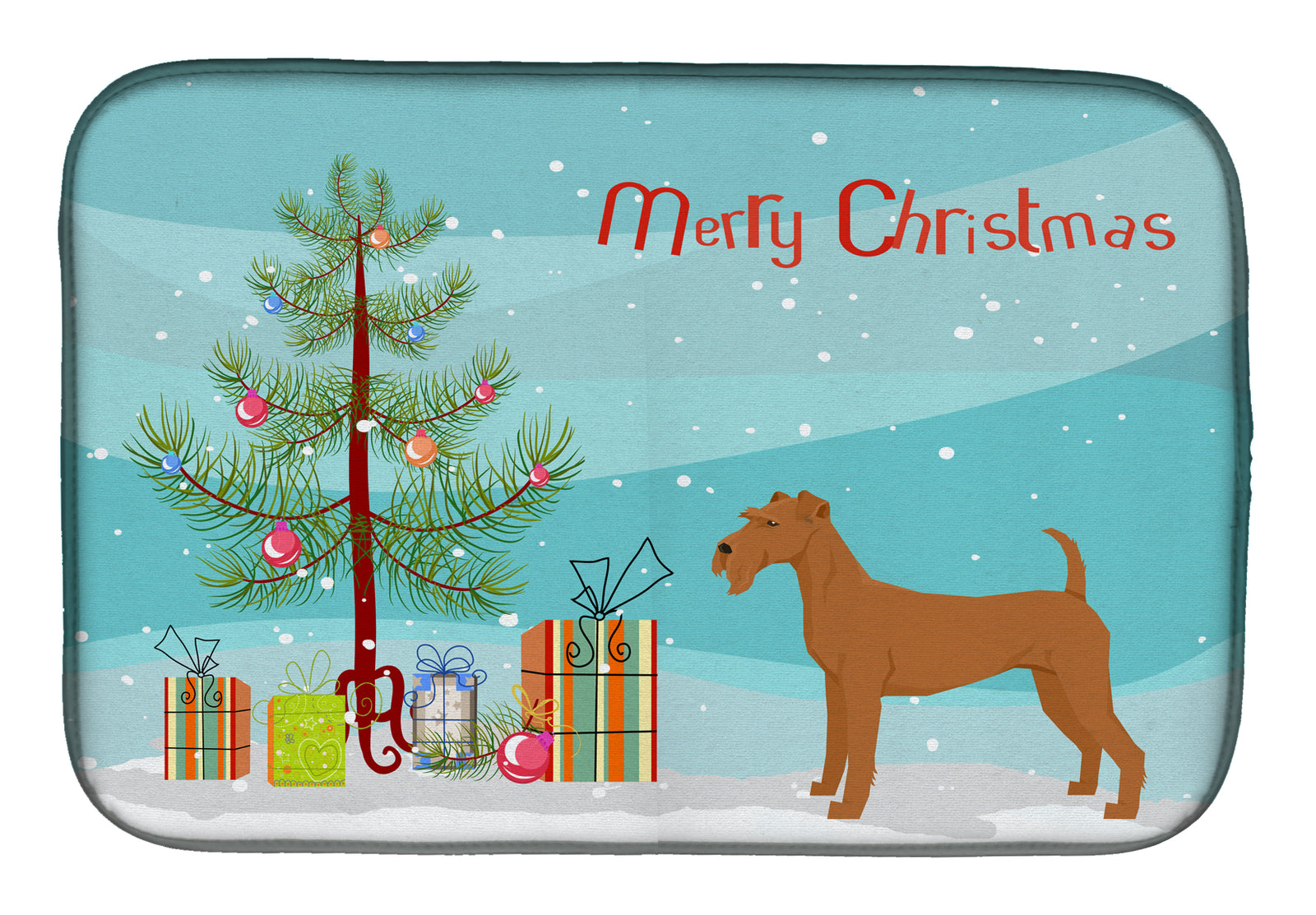 Irish Terrier Christmas Tree Dish Drying Mat CK3546DDM  the-store.com.