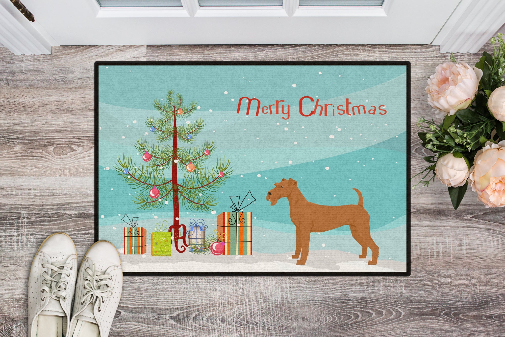 Irish Terrier Christmas Tree Indoor or Outdoor Mat 24x36 CK3546JMAT by Caroline's Treasures