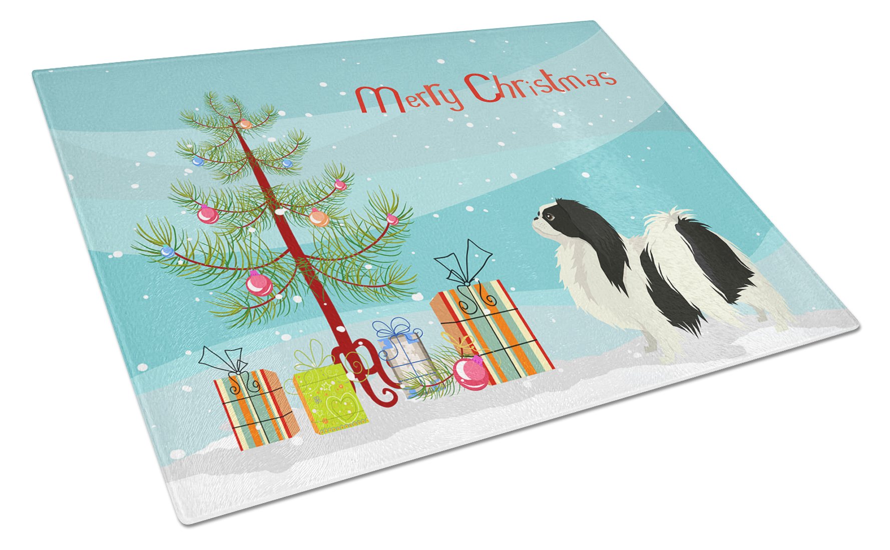 Japanese Chin Christmas Tree Glass Cutting Board Large CK3548LCB by Caroline's Treasures