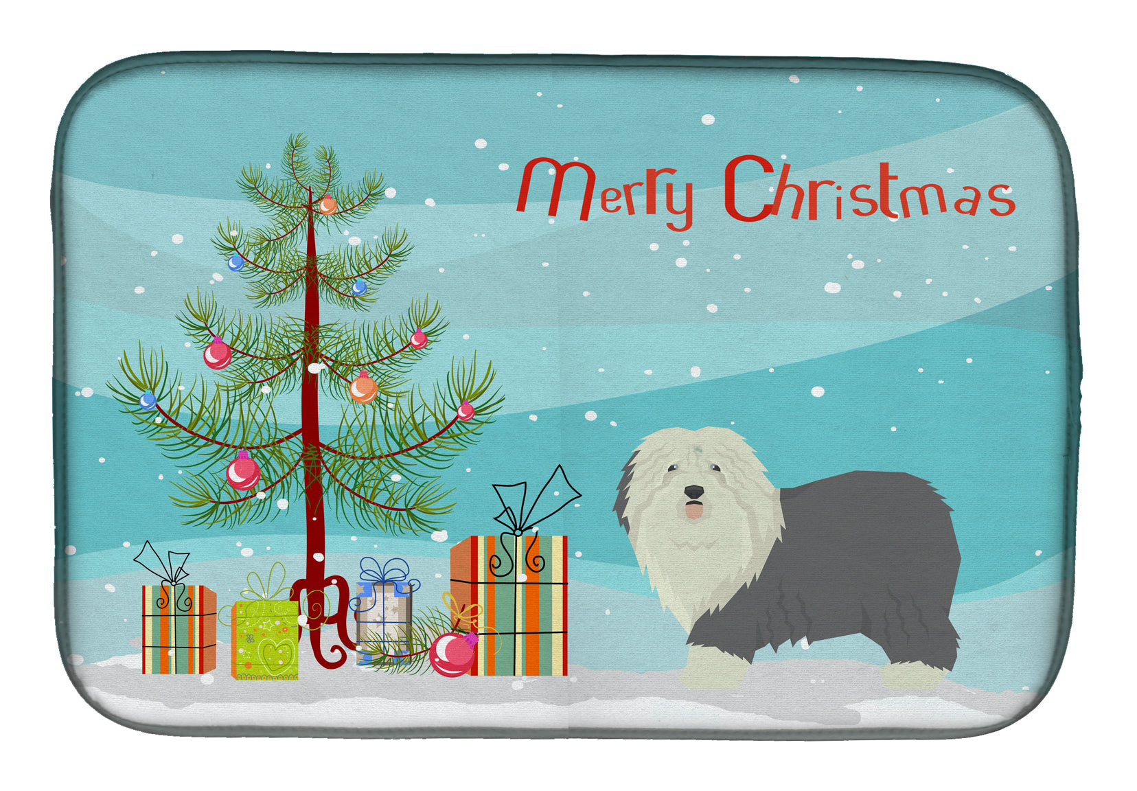 Old English Sheepdog Christmas Tree Dish Drying Mat CK3552DDM  the-store.com.