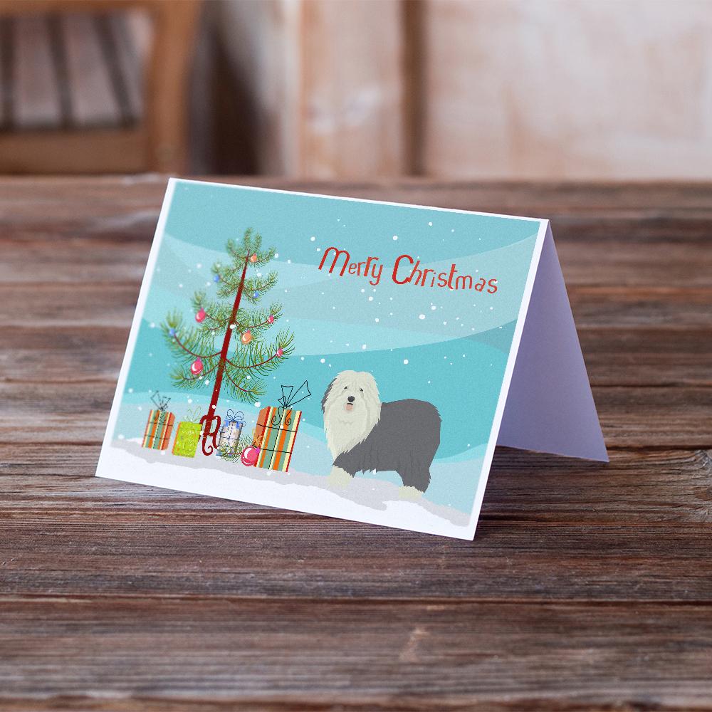 Old English Sheepdog Christmas Tree Greeting Cards and Envelopes Pack of 8 - the-store.com