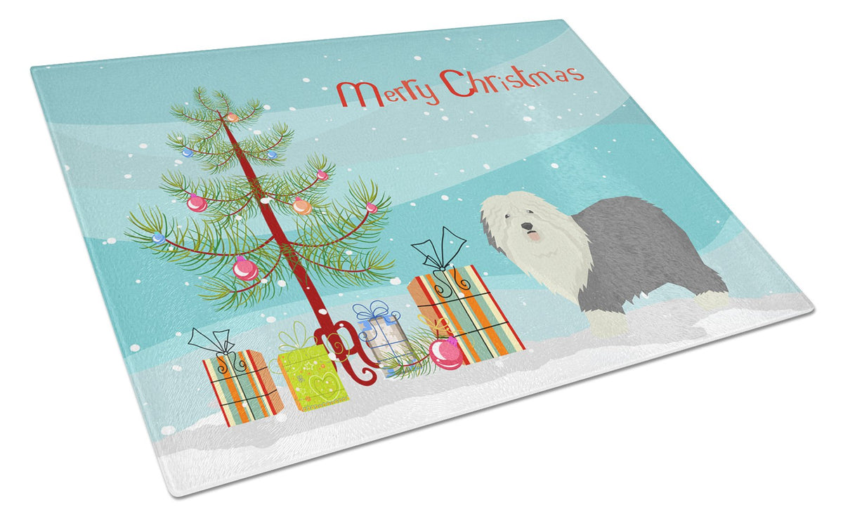 Old English Sheepdog Christmas Tree Glass Cutting Board Large CK3552LCB by Caroline&#39;s Treasures