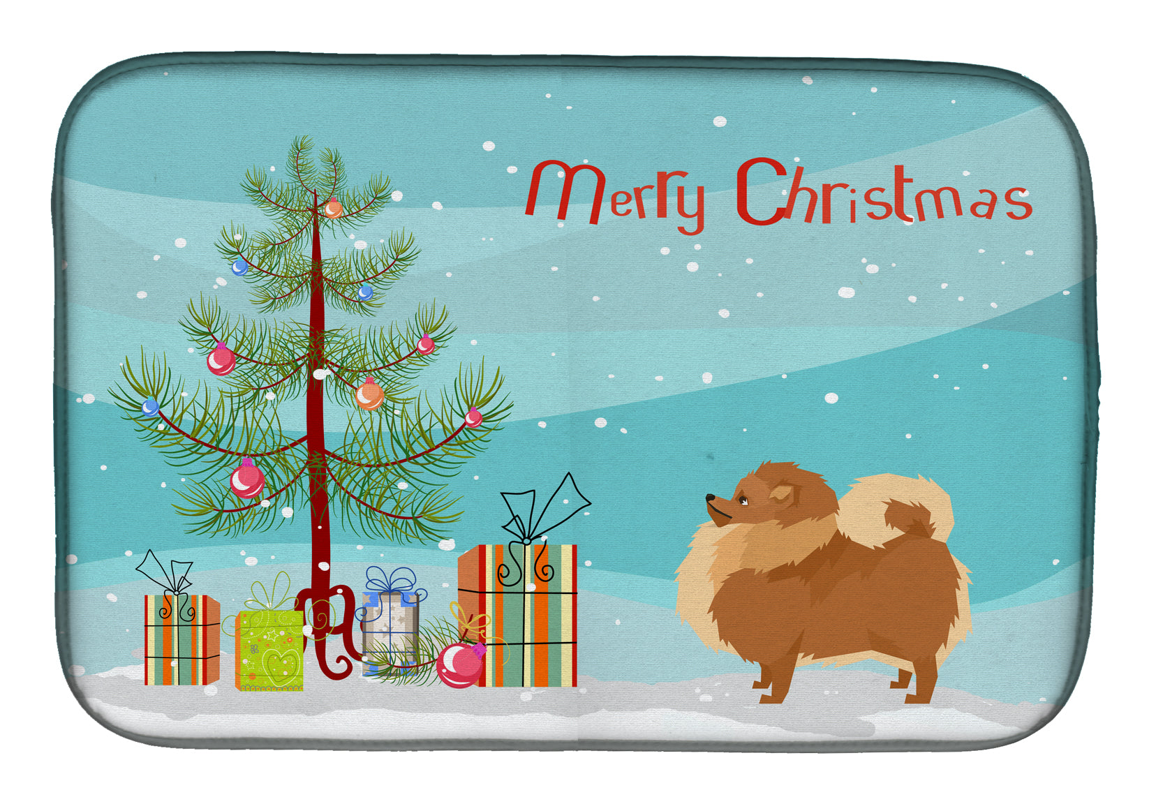 Pomeranian Christmas Tree Dish Drying Mat CK3555DDM  the-store.com.