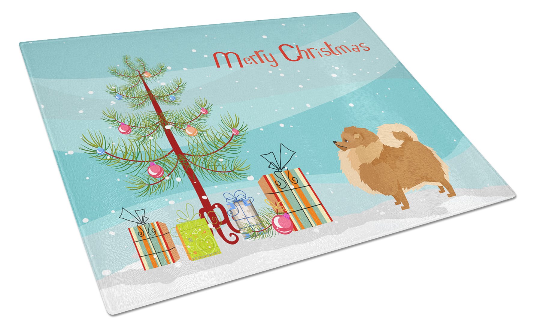 Pomeranian Christmas Tree Glass Cutting Board Large CK3555LCB by Caroline's Treasures