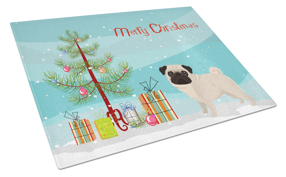 Pug Christmas Tree Glass Cutting Board Large CK3557LCB by Caroline&#39;s Treasures