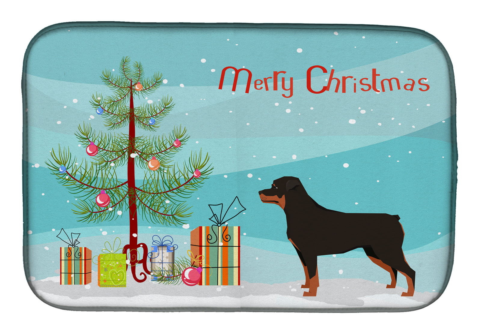 Rottweiler Christmas Tree Dish Drying Mat CK3558DDM  the-store.com.