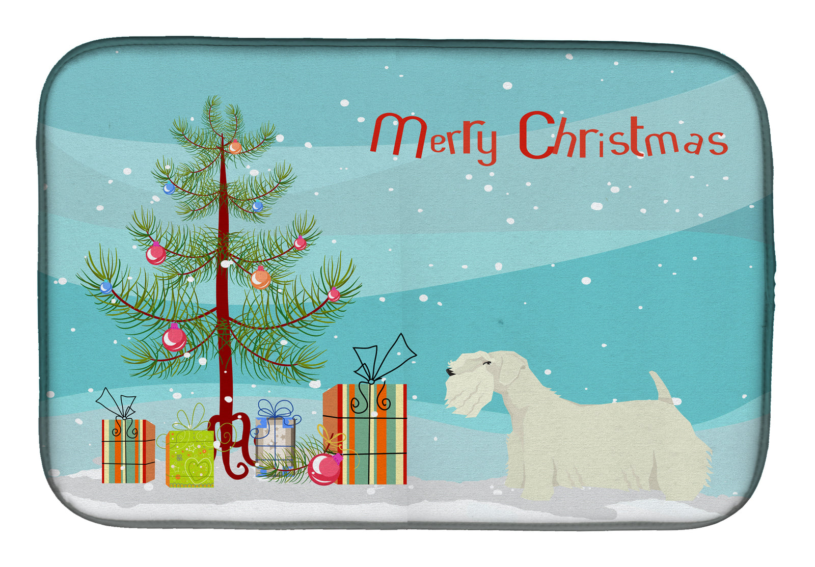 Sealyham Terrier Christmas Tree Dish Drying Mat CK3561DDM  the-store.com.