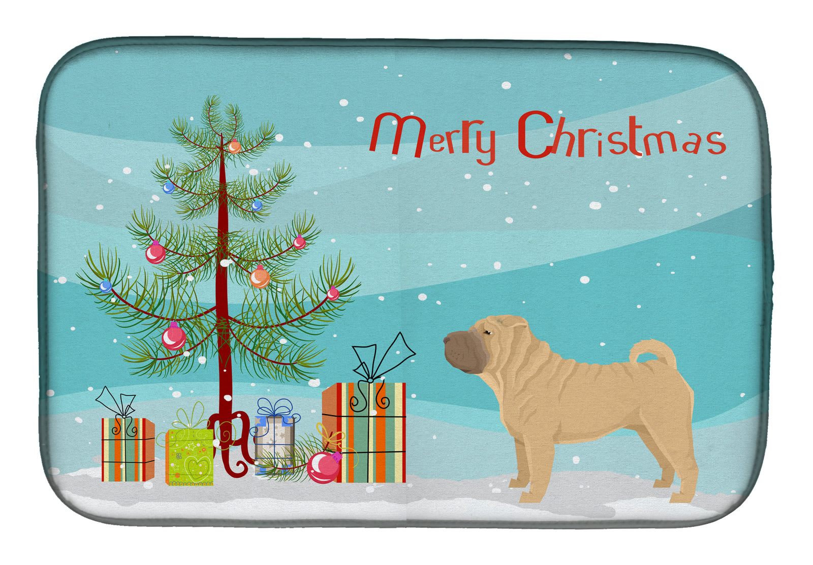 Shar Pei Christmas Tree Dish Drying Mat CK3562DDM  the-store.com.