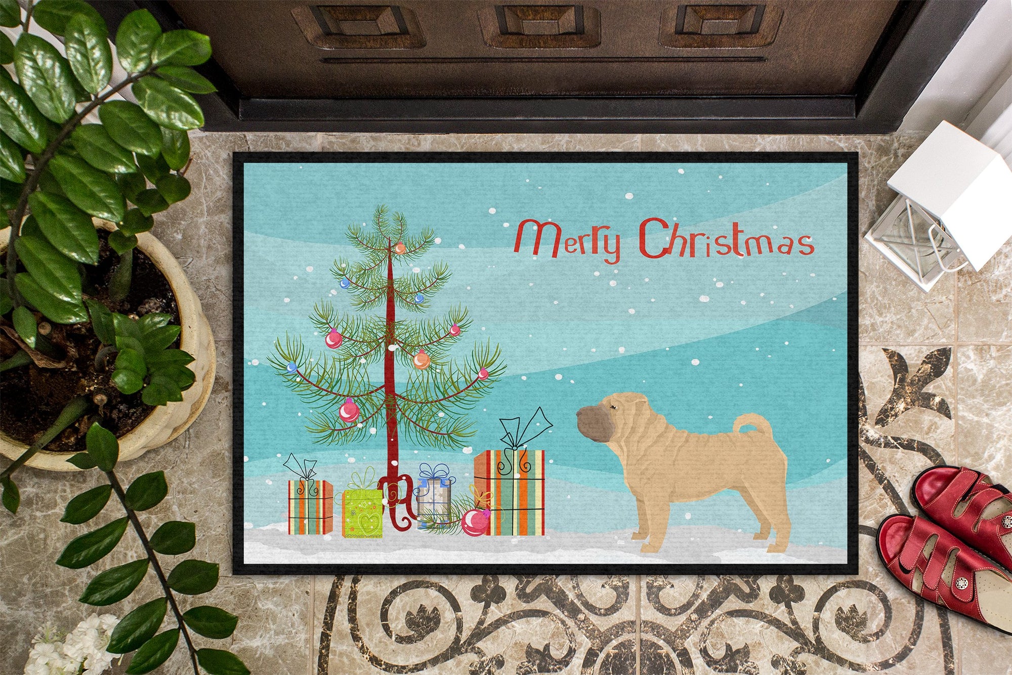 Shar Pei Christmas Tree Indoor or Outdoor Mat 24x36 CK3562JMAT by Caroline's Treasures