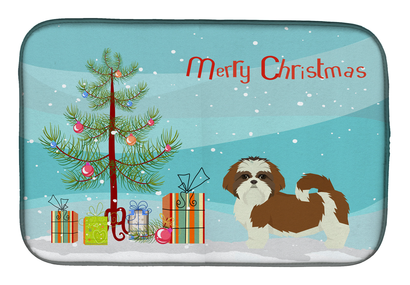 Shih Tzu Christmas Tree Dish Drying Mat CK3563DDM  the-store.com.