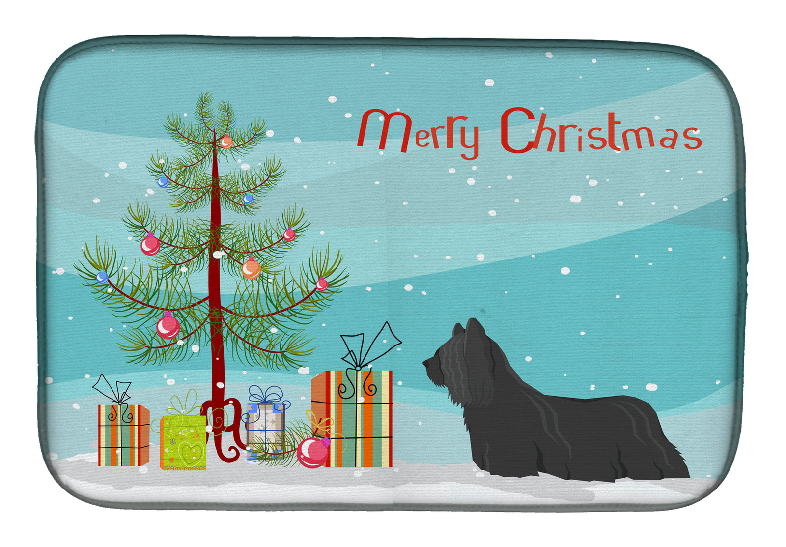 Skye Terrier Christmas Tree Dish Drying Mat CK3564DDM  the-store.com.