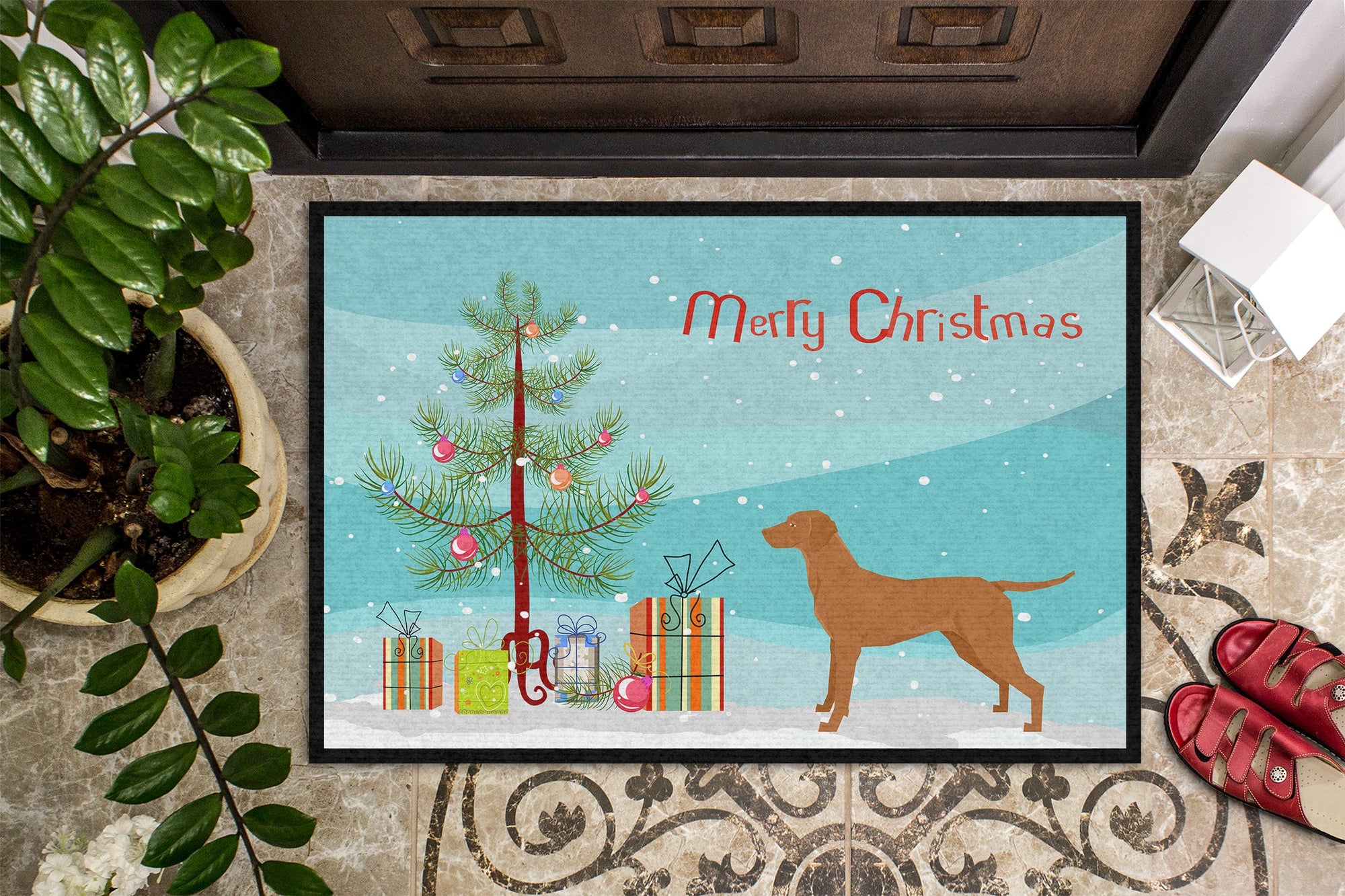 Vizsla Christmas Tree Indoor or Outdoor Mat 24x36 CK3568JMAT by Caroline's Treasures