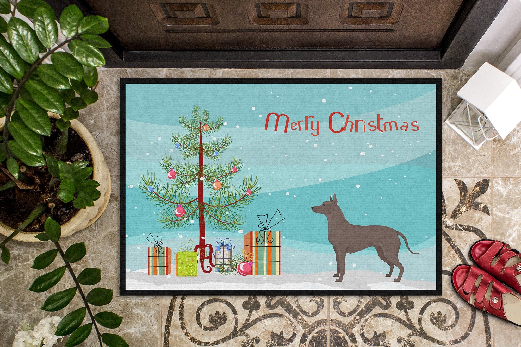 Mexican Hairless Dog Xolo Christmas Tree Indoor or Outdoor Mat 24x36 CK3570JMAT by Caroline's Treasures