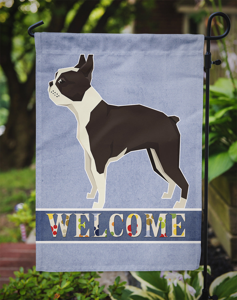 Boston Terrier Welcome Flag Garden Size CK3584GF  the-store.com.