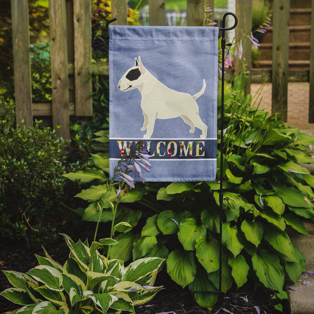 Black and White Bull Terrier Welcome Flag Garden Size CK3586GF  the-store.com.