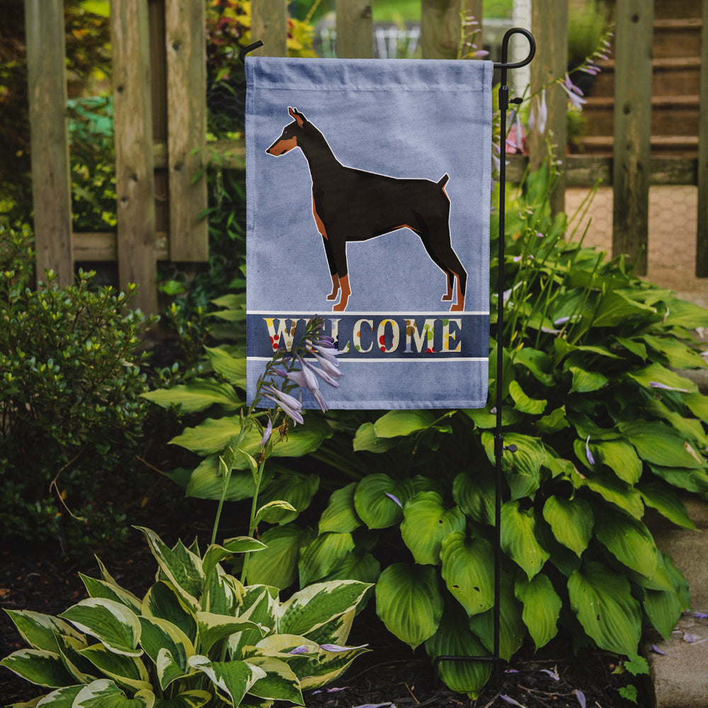 Doberman Pinscher Welcome Flag Garden Size CK3594GF  the-store.com.